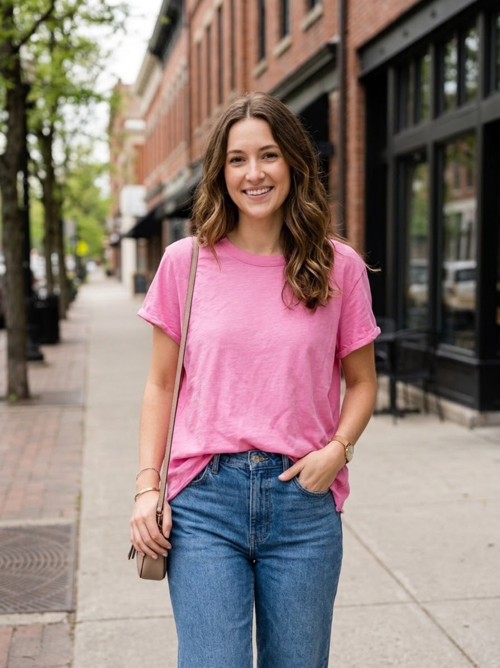 Anthropologie Casual Crewneck Tee in Pink